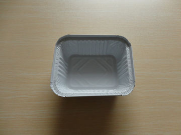 Εμπορευματοκιβώτια φύλλων αλουμινίου αλουμινίου ορθογωνίων με το καπάκι για την αποθήκευση άσπρο ντυμένο 450ML τροφίμων